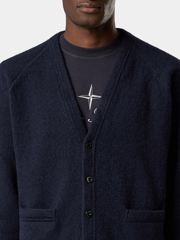 STC27 Men's and Women's V-neck Button Double Pocket Ribbed Edge Back Logo Embroidered Knitted Sweater Clothing