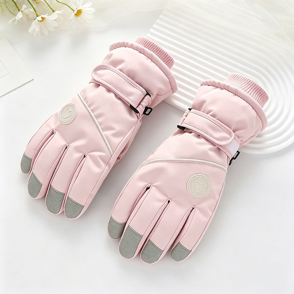 Ski Gloves Winter Unisex Outdoor Cycling Windproof Coldproof Fleece Thickened Warm Gloves Anti-slip Touchscreen Gloves