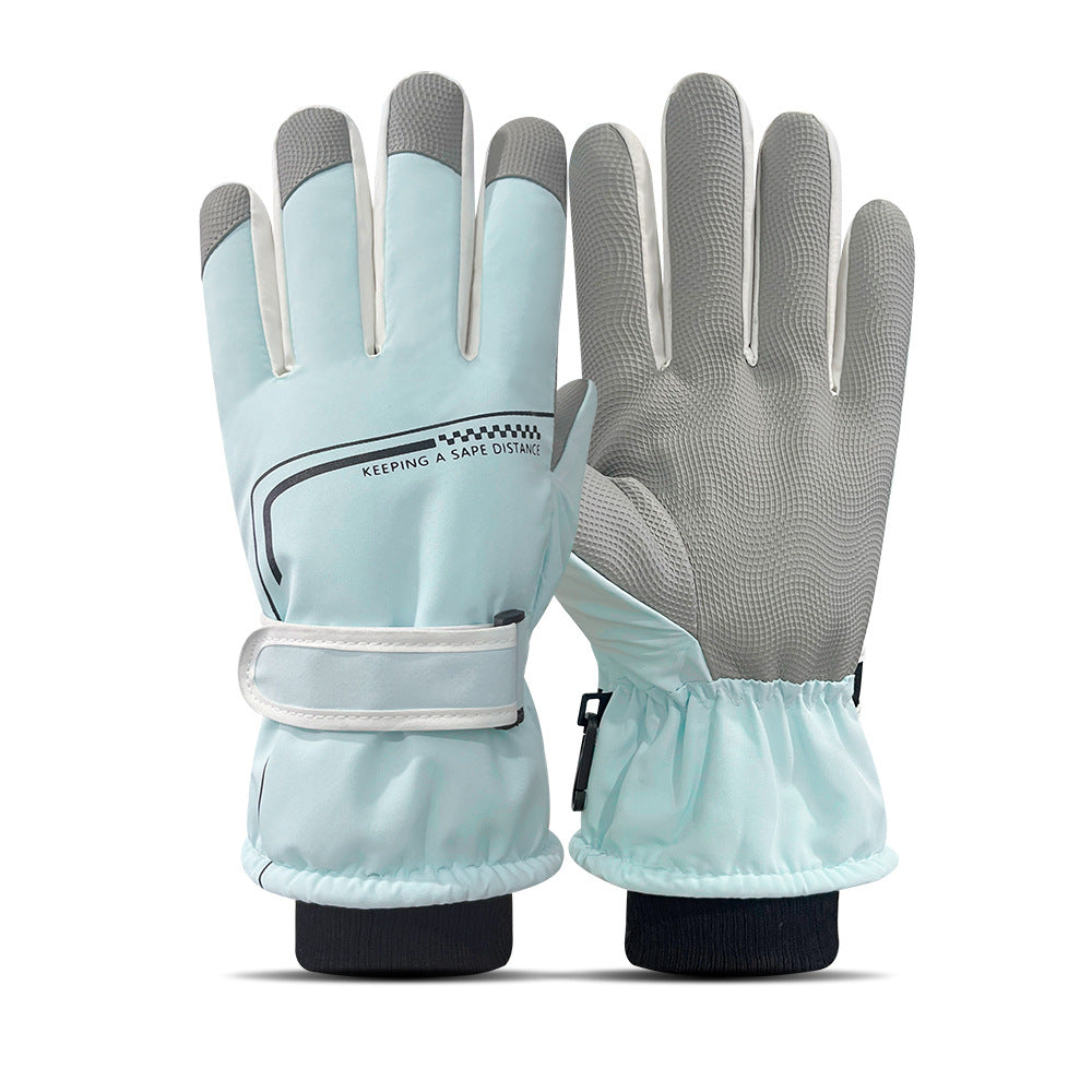 Ski gloves women's winter velvet outdoor cycling and mountaineering thickened waterproof, windproof and cold-proof warm gloves