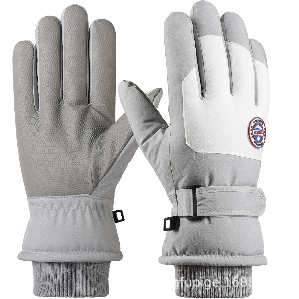 Ski gloves women's winter velvet outdoor cycling and mountaineering thickened waterproof, windproof and cold-proof warm gloves