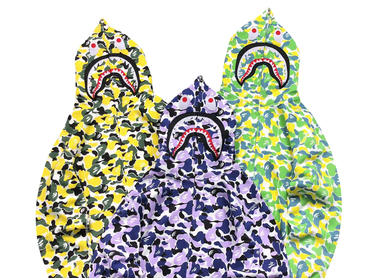 BAPE ABC Camo Shark Full Zip Hoodie Lemon Yellow